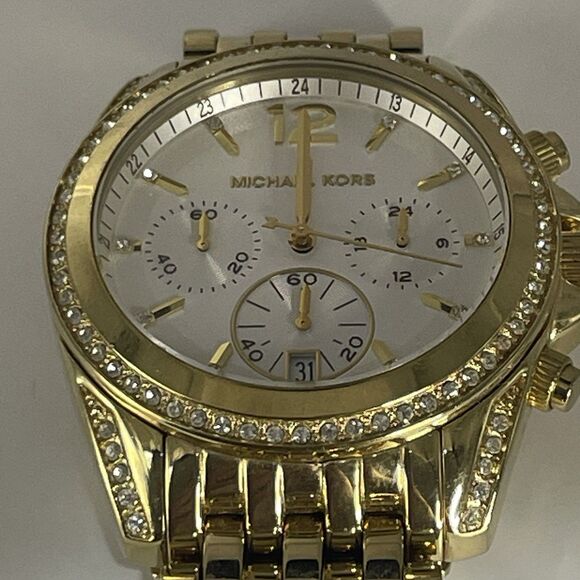 Michael Kors MK5835 Pressley Women\'s White Dial Gold Tone Chronograph Watch main image 5